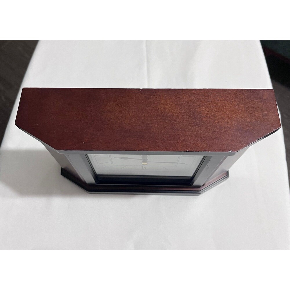 Bulova Holyoke B1881 Wood Quartz Mantel Clock Cherry Black Desk Shelf Table Deco - Picture 4 of 7
